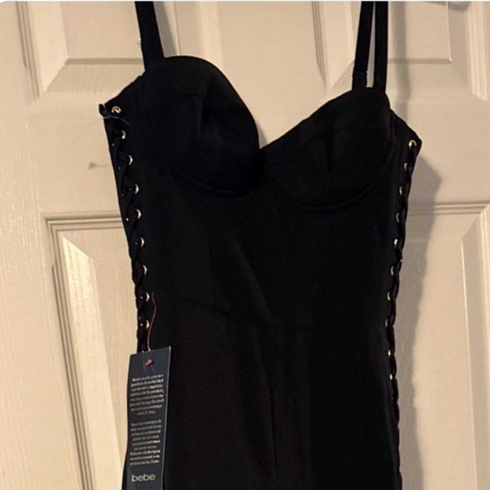 Bebe Black Lace-Up Jumpsuit